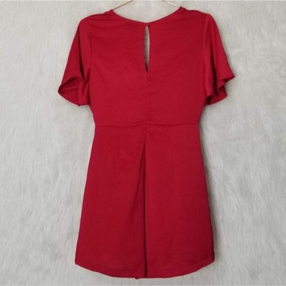 Parallel Lines (Asos) Twist Front Cutout Red Romper Short Sleeve Small - Picture 2 of 14